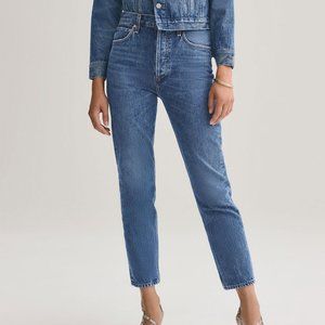 AGOLDE RILEY HIGH RISE STRAIGHT CROP JEANS, SIZE 27